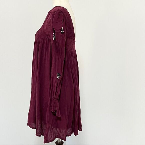 Free People Mohave A Line Swing Mini Dress XS Plum Oversized Deep V Back - Picture 8 of 16